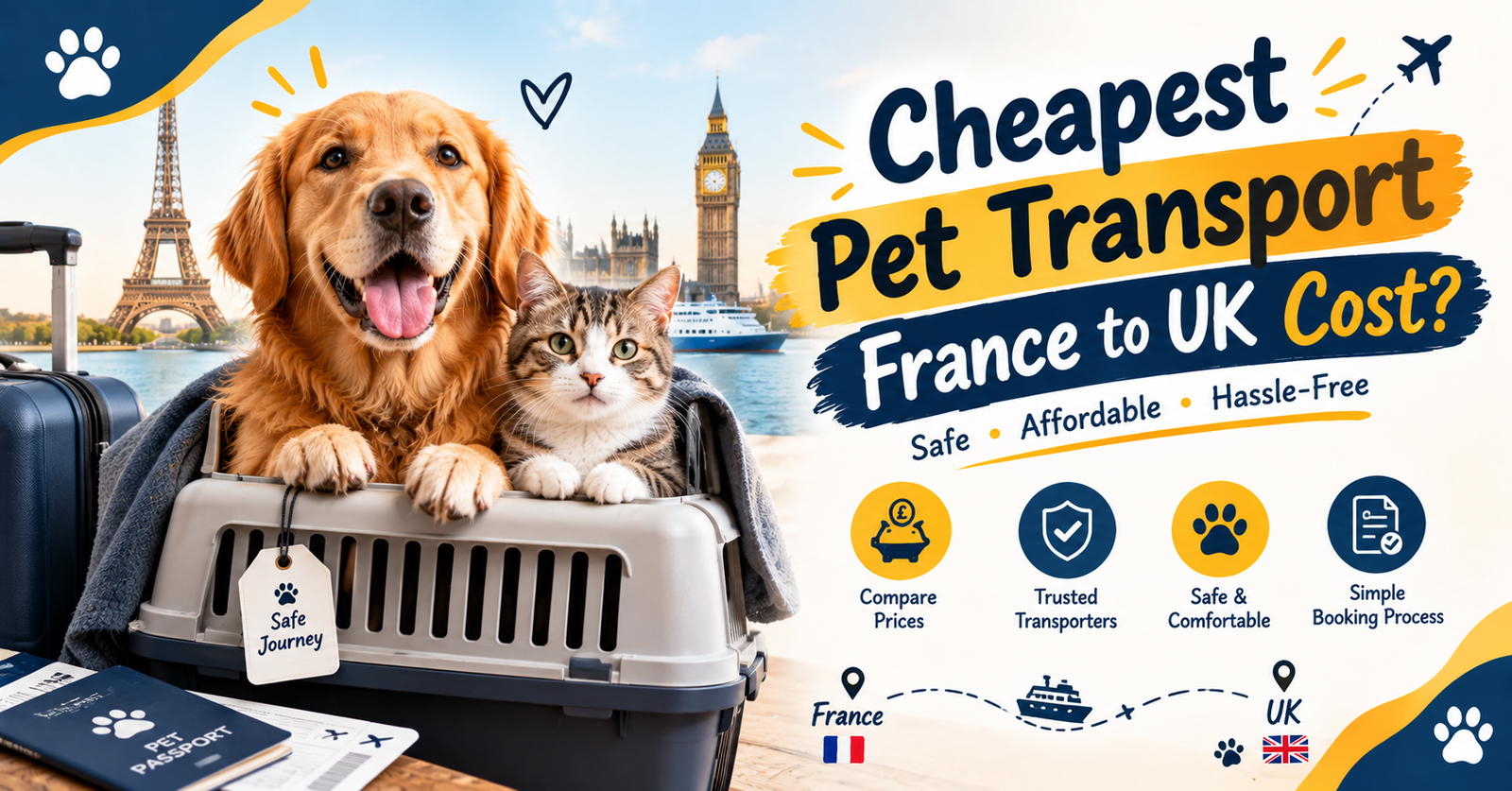 Cheapest Pet Transport France to UK Cost